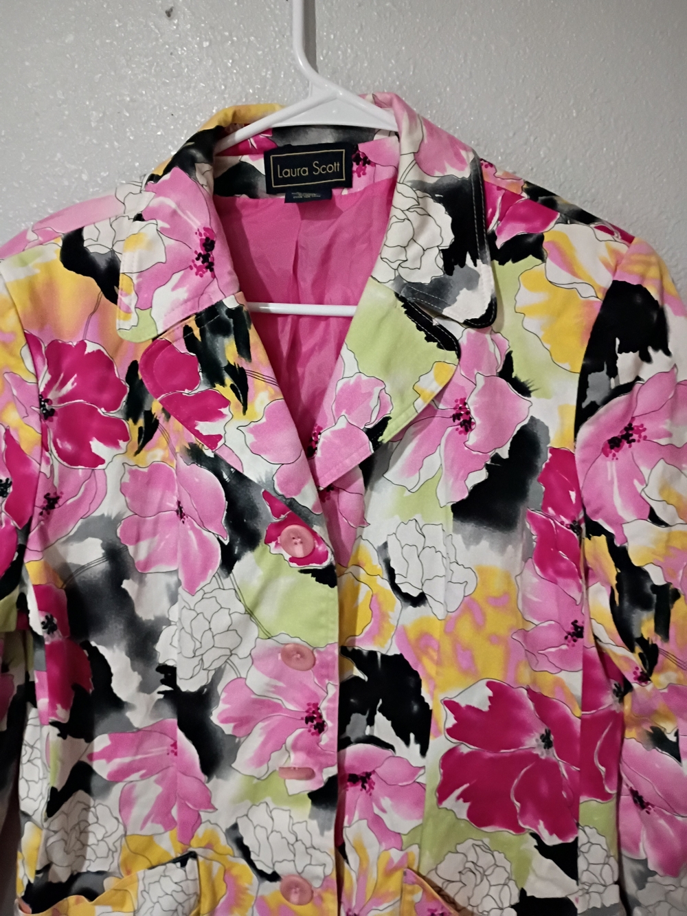 Laura Scott Pink Floral Satin Jacket